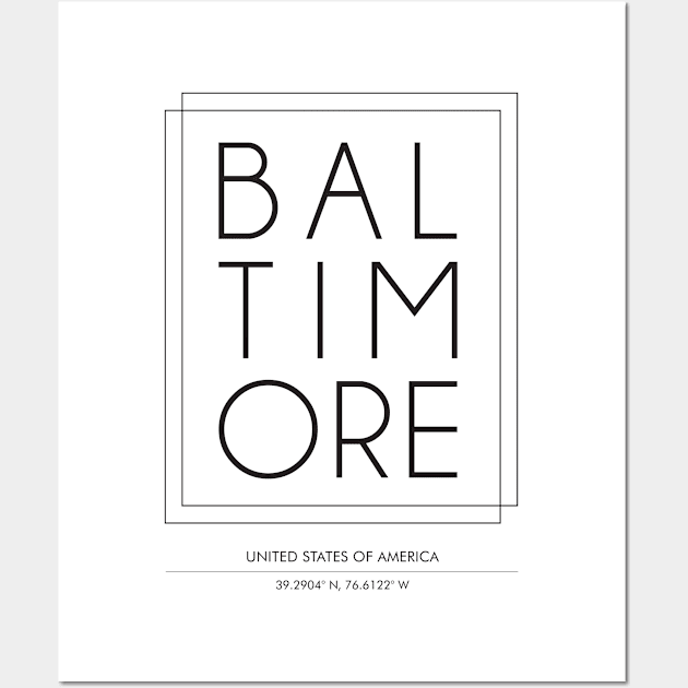 Baltimore city minimal typography Wall Art by StudioGrafiikka